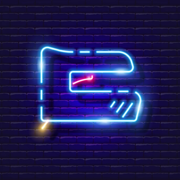 Construction stapler neon icon Vector illustration for design Repair tool glowing sign Construction tools concept