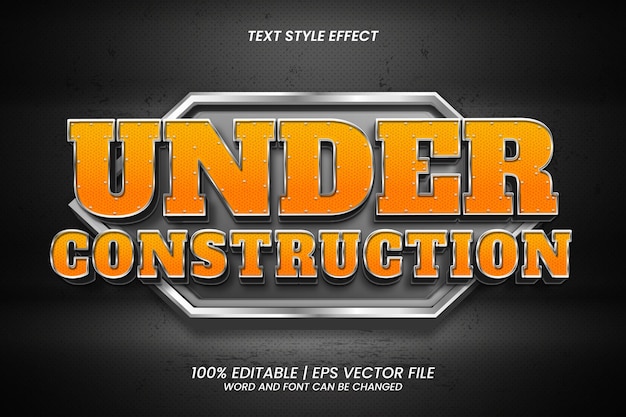 Under construction text effect editable 3d style