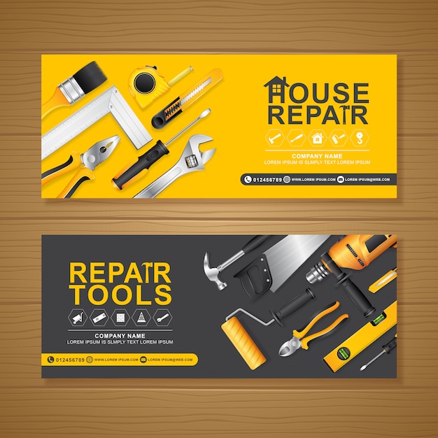 Construction tools banner design template