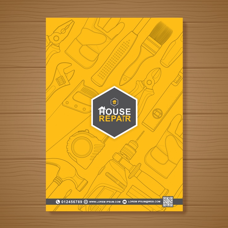 Vector construction tools cover a4 design template