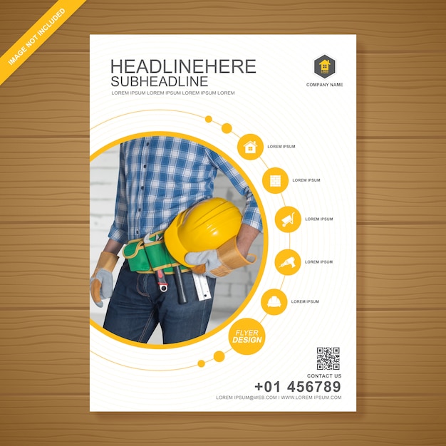 Construction tools cover a4 design template