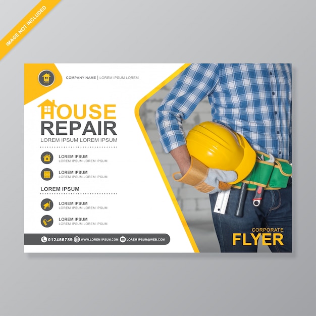 Construction tools cover a4 flyer design template