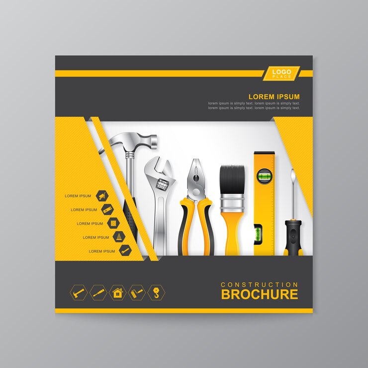 Vector construction tools cover template for a report