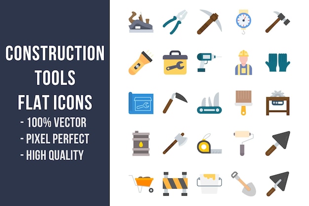 Construction Tools Flat Multicolor Icons