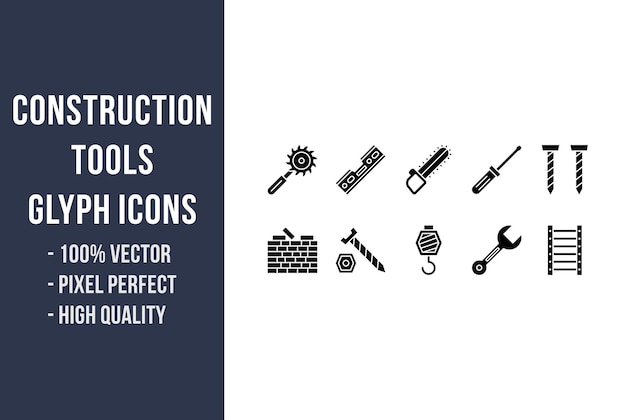 Construction Tools Glyph Icons