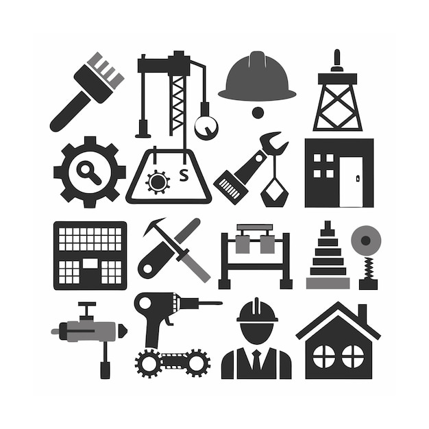 construction and tools icon set vector illustration