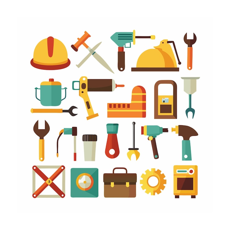 Vector construction and tools icon set vector illustration
