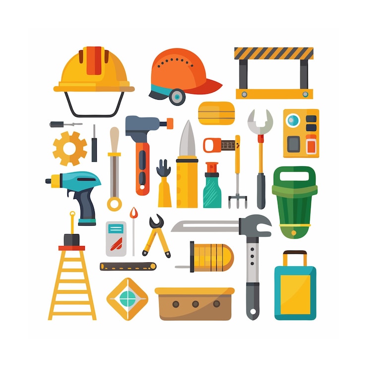 Vector construction and tools icons set