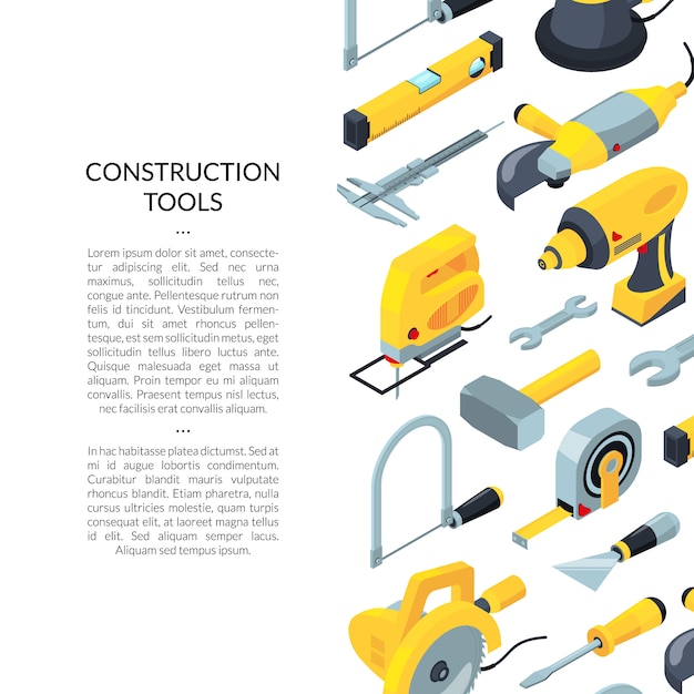 Construction tools isometric accesories