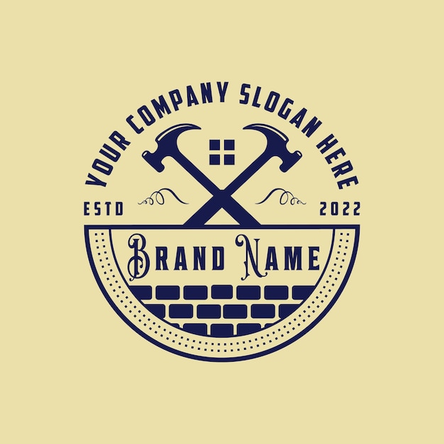 Vector construction tools repair and service handyman retro vintage logo design