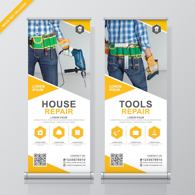Construction tools rollup and standee design template