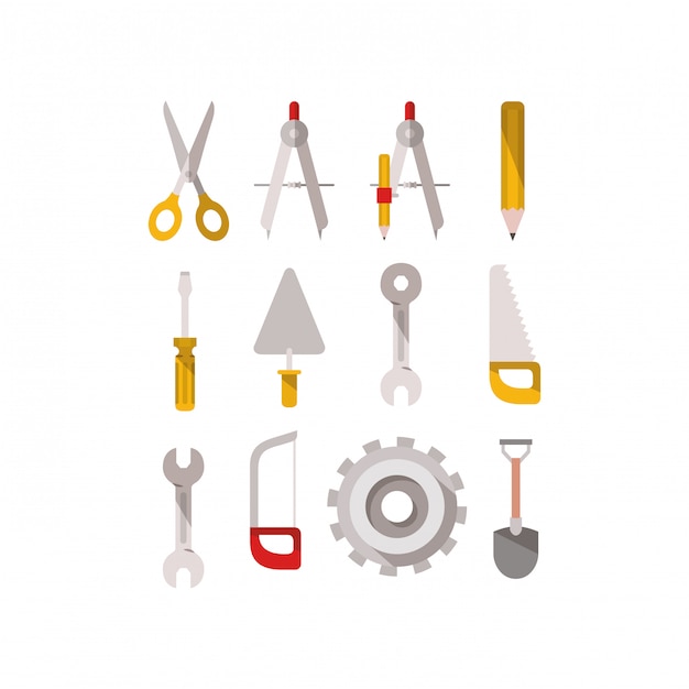 Vector construction tools set items