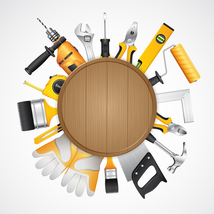 Vector construction tools supplies for home construction builder