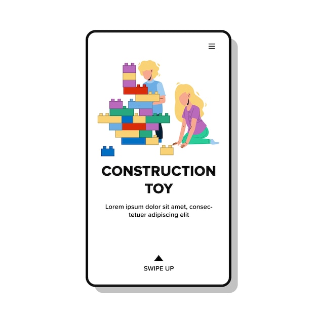 Construction toy blocks playing children