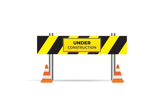 Under construction vector eliment with black and yellow stripes