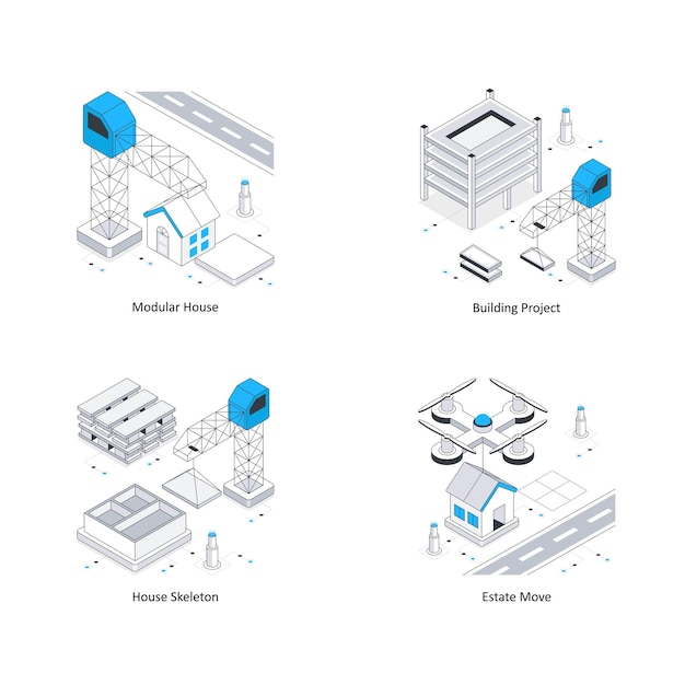 construction vector isometric illustration eps 10 file set 5