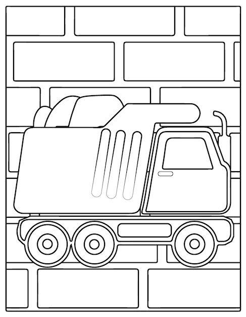 Construction vehicles coloring page for kids