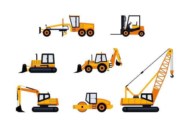 Vector construction vehicles  modern vector icon set