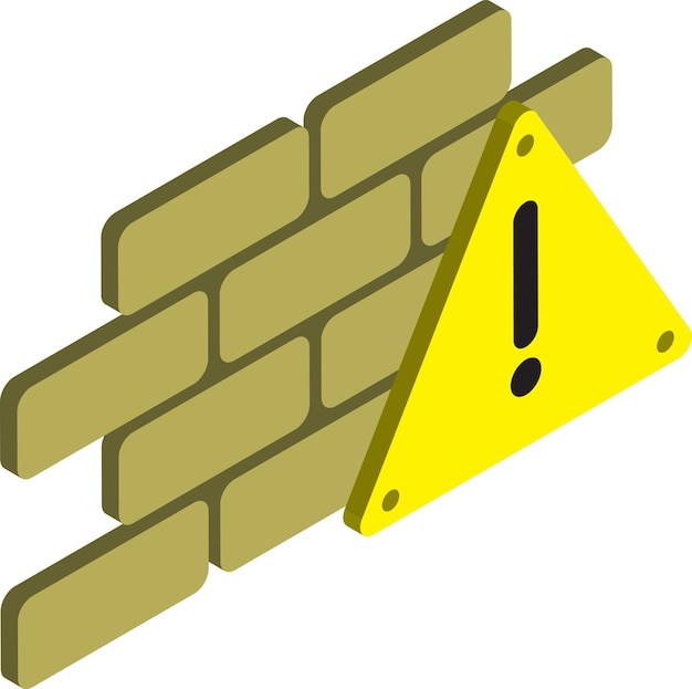 Construction warning sign illustration in 3d isometric style