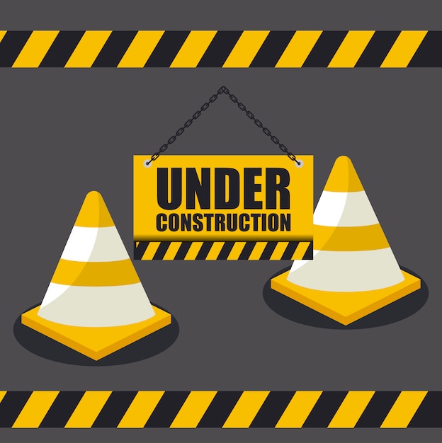 Vector under construction with cones for website