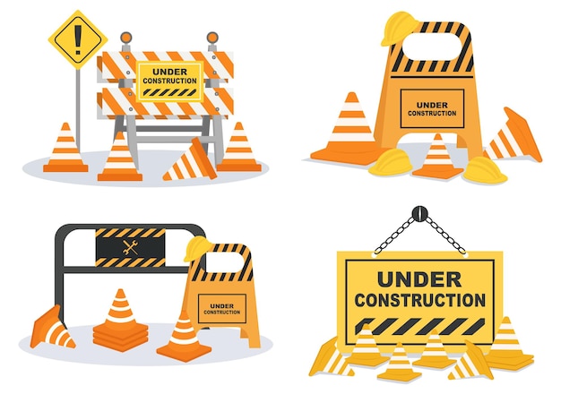 Under construction with symbol flat design illustration