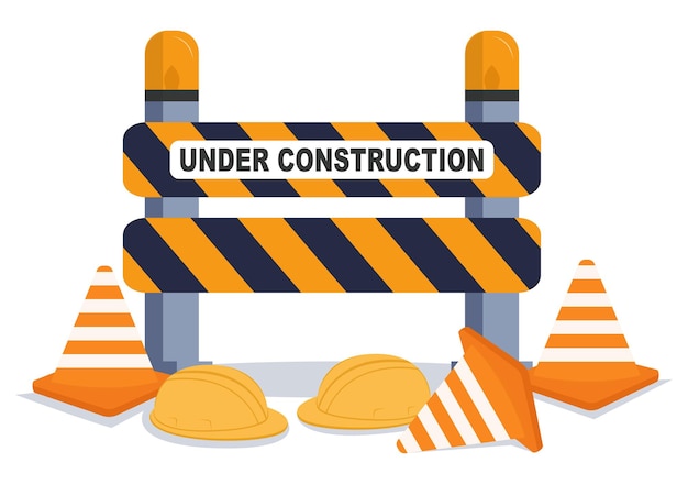 Under Construction With Symbol Flat Design Illustration