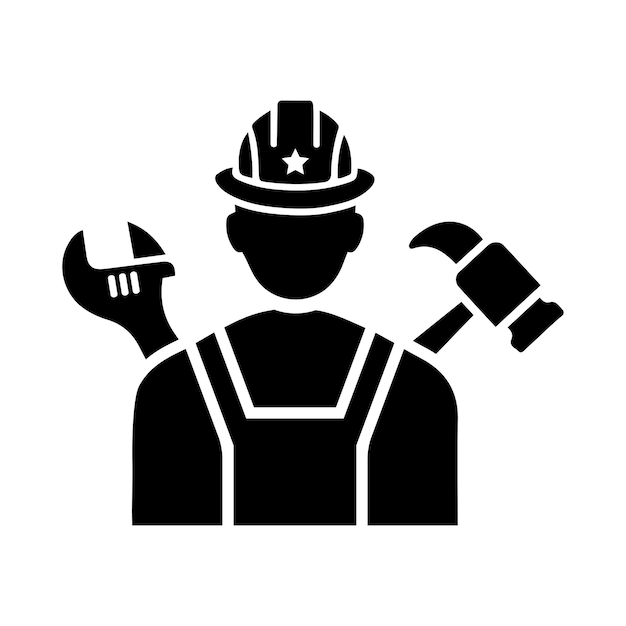 Icona di riparazione di lavori di costruzione grafica vettoriale nera