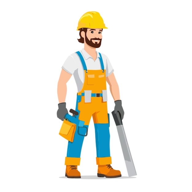 Vector construction worker cartoon full body clean