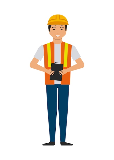 Vector construction worker cartoon icon