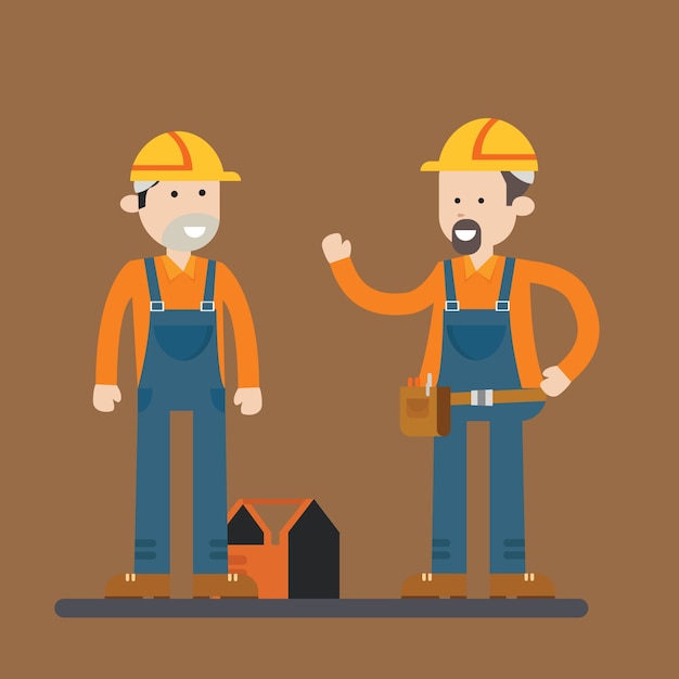 Construction worker character cartoon