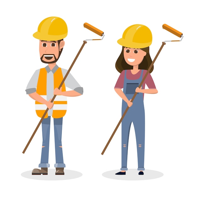 construction worker in different character