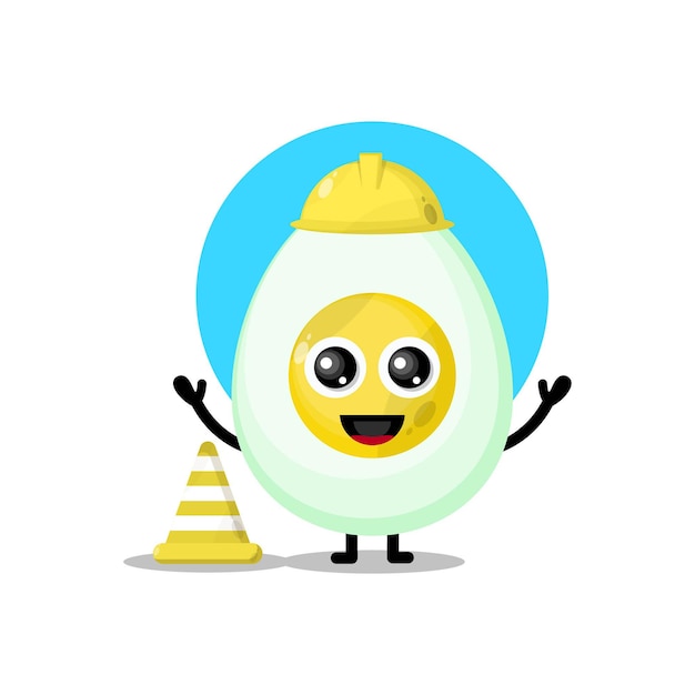 Construction worker egg cute character mascot