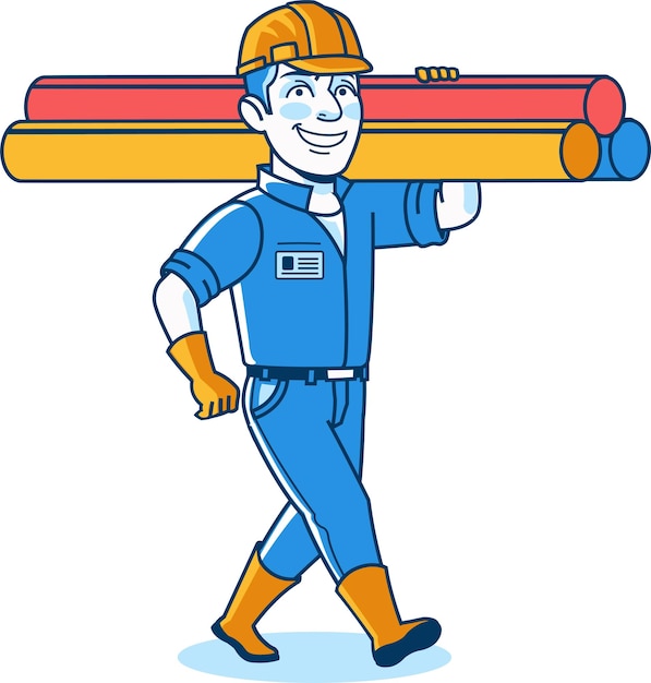 Vector construction worker home builder engineer cartoon