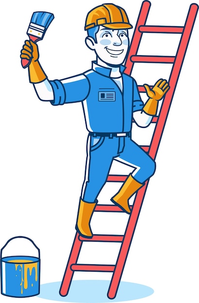 Vector construction worker home builder engineer cartoon