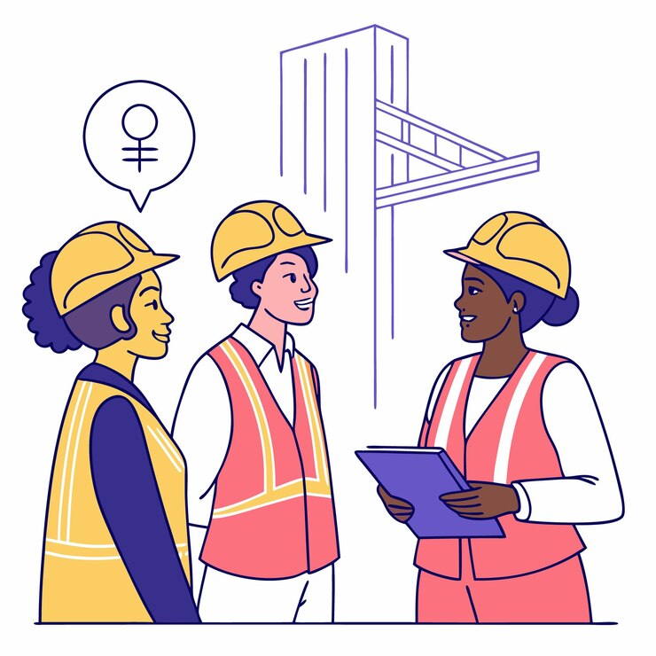 Vector construction worker lifting heavy objects