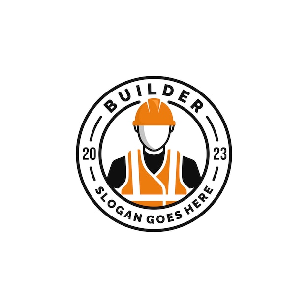 Construction worker logo design vector