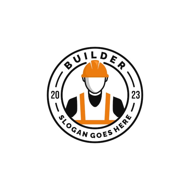 Construction worker logo design vector