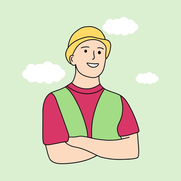 Construction worker male character illustration