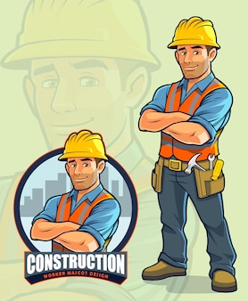 Progettazione della mascotte dell'operaio di costruzione per le società di costruzioni