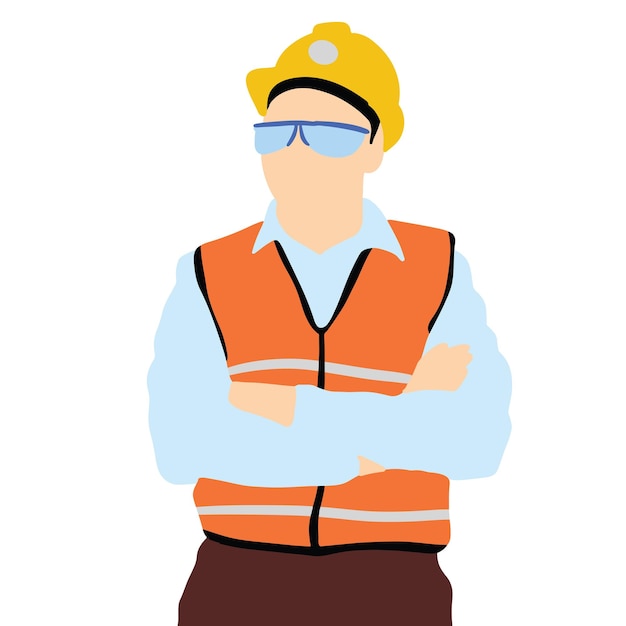 Vector construction worker pose hand drawn