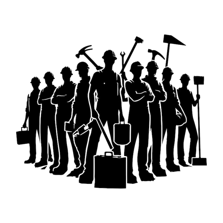वेक्टर construction worker silhouette vector
