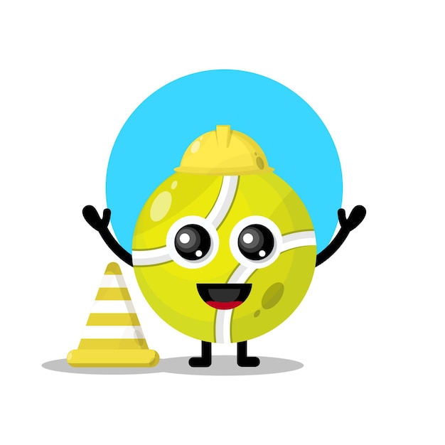 Construction worker tennis ball cute character mascot