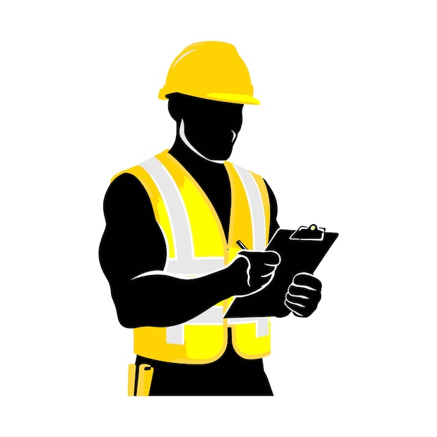 construction worker with clipboard silhouette