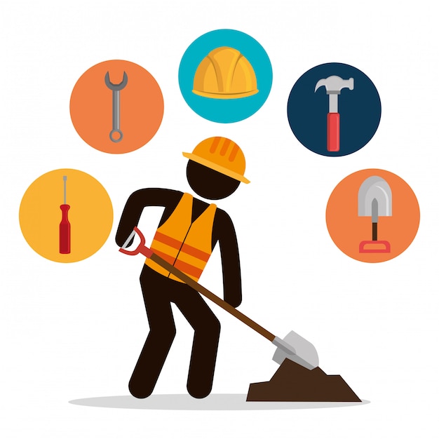 construction worker with under construction icons