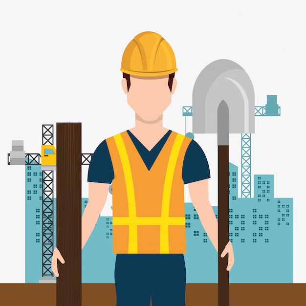 construction worker with under construction icons