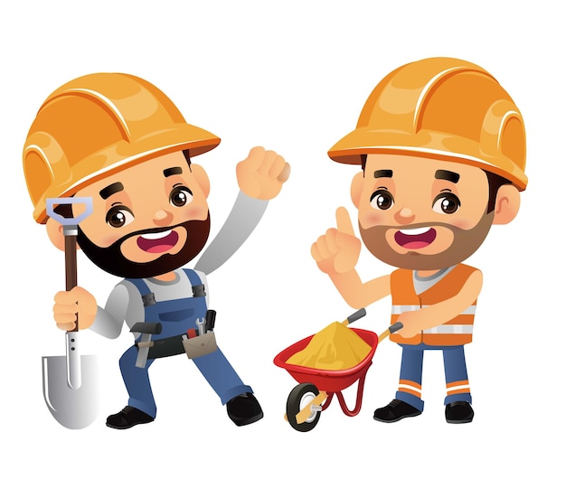 Vector construction worker with different poses