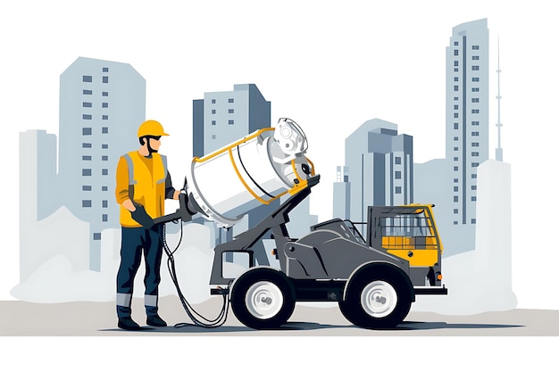 Vector construction worker with tools