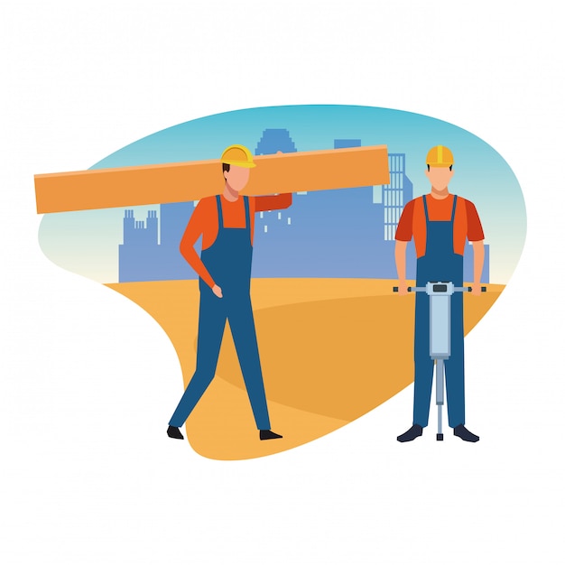 Vector construction workers avatar