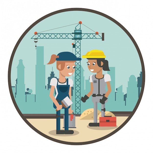 Vector construction workers cartoons