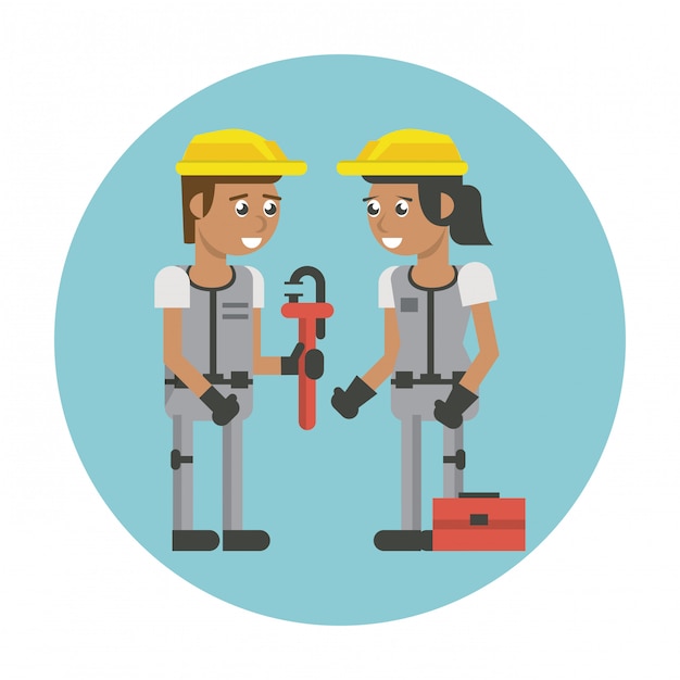 Vector construction workers cartoons